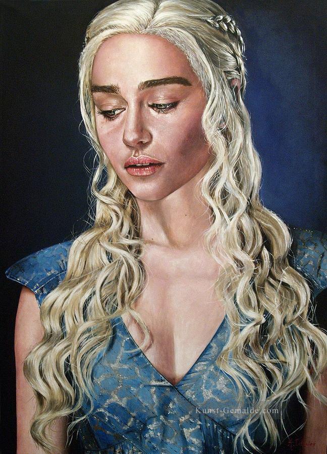 Porträt von Daenerys Targaryen Fotostil Spiel der Throne Ölgemälde